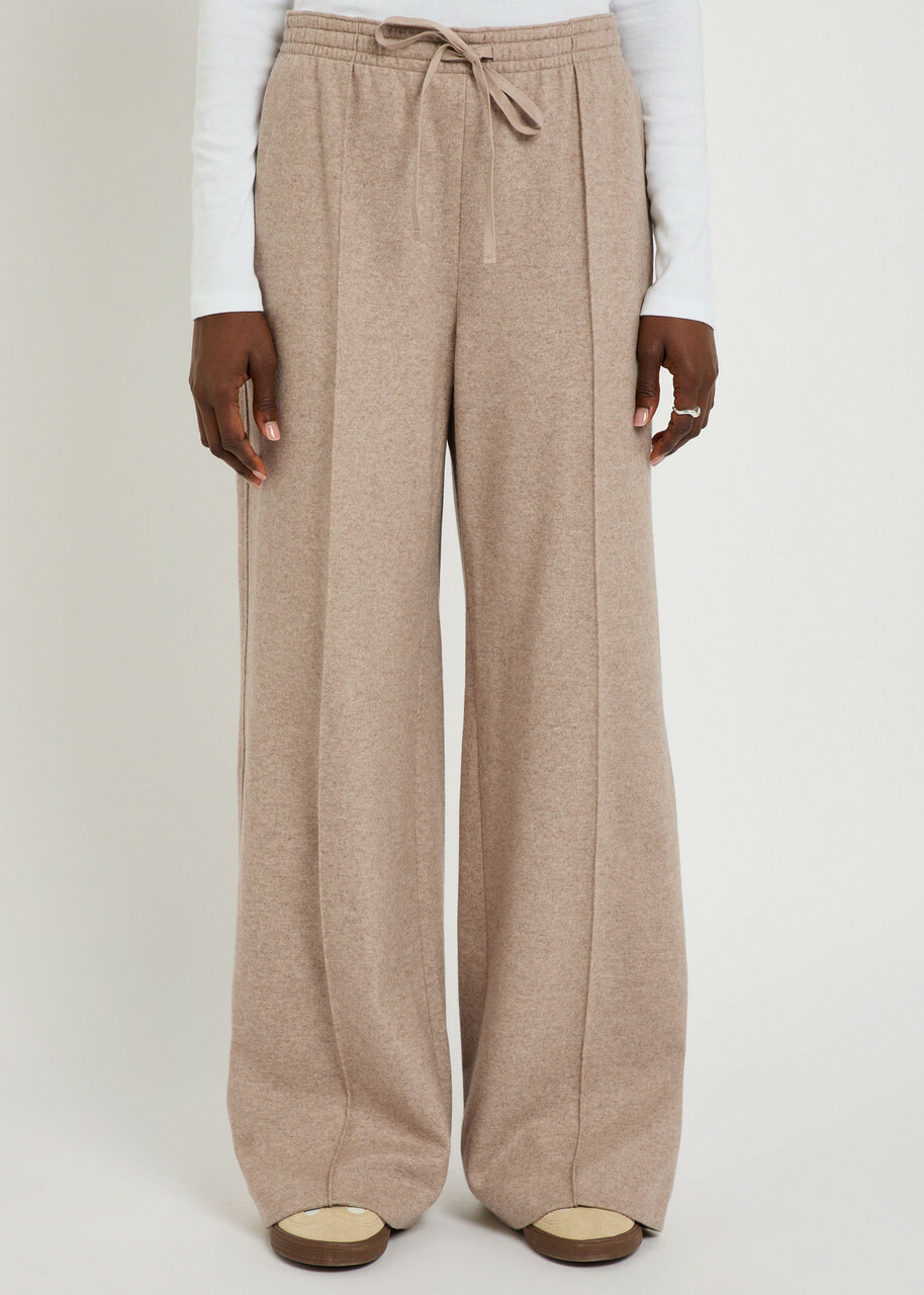 Vince Drawstring Wide-leg Wool-blend Trousers Marzipan