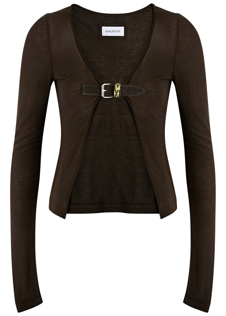 16 Arlington Daye Open-front Jersey Cardigan Brown