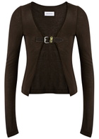 16 Arlington Daye Open-front Jersey Cardigan Brown