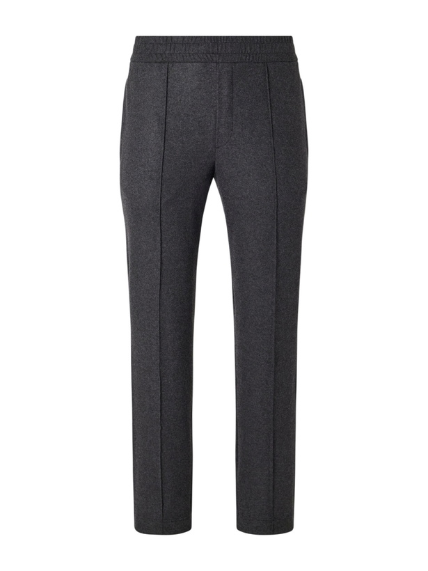 Photo: Moncler - Straight-Leg Mélange Stretch-Flannel Sweatpants - Gray