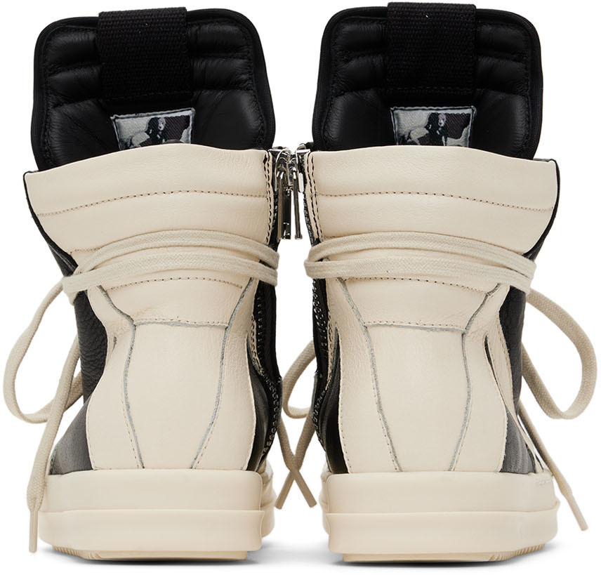 Rick Owens Kids Black & Off-White Geobasket Sneakers Rick Owens