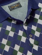 Beams Plus - Argyle Intarsia Cotton Polo Shirt - Blue
