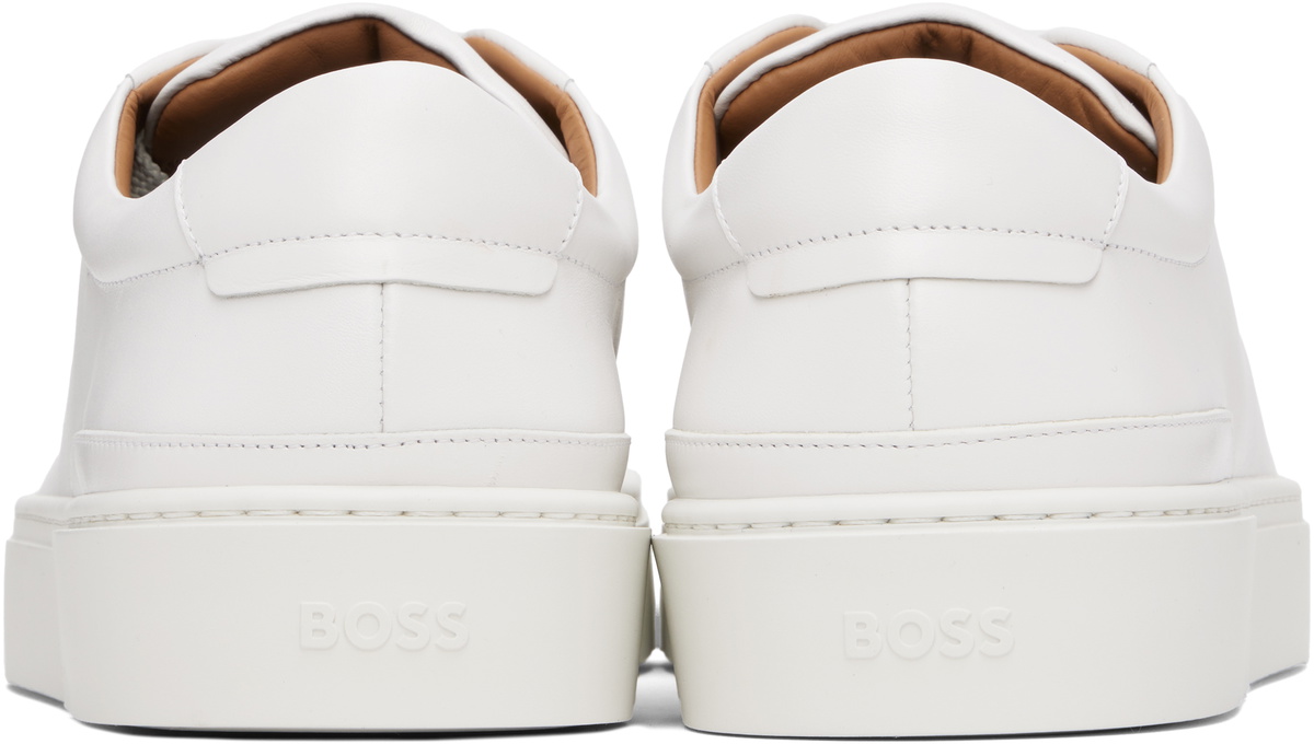 BOSS White Gary Leather Low-Top Sneakers