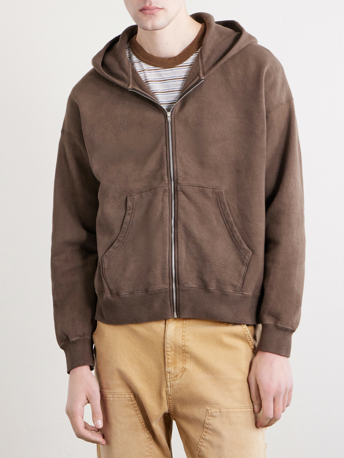 Visvim - Jumbo Cotton-Jersey Zip-Up Hoodie - Brown