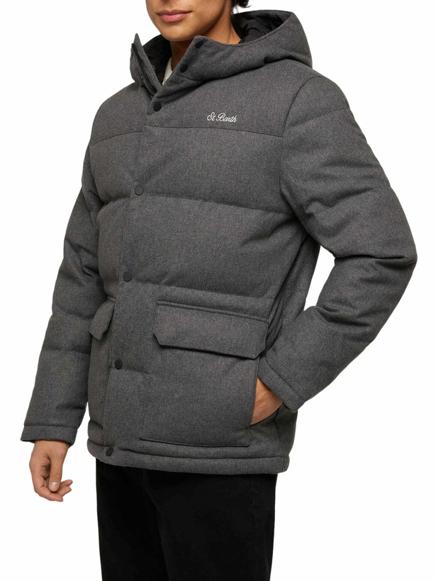 Photo: MC2 Saint Barth Grey Wooly Hooded Down Jacket Baxter