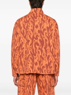 ERL Orange Fire-Print Shirt Jacket