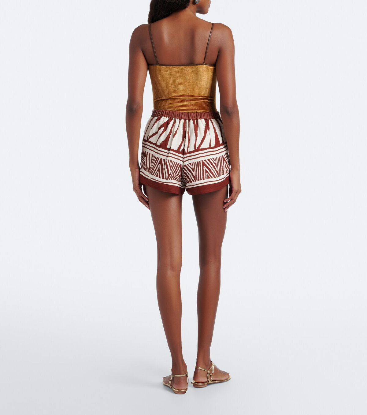 Jacques Wei Leather-trimmed printed shorts