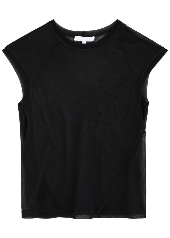 Photo: Helmut Lang Semi-sheer Knitted Cotton T-shirt Black