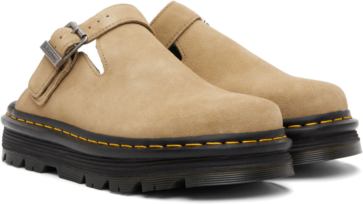 まめ吉ページ Dr. Martens Beige Zebzag Suede Casual Slingback Platform Mules Dr