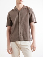 Sunspel - Camp-Collar Textured-Cotton Shirt - Brown