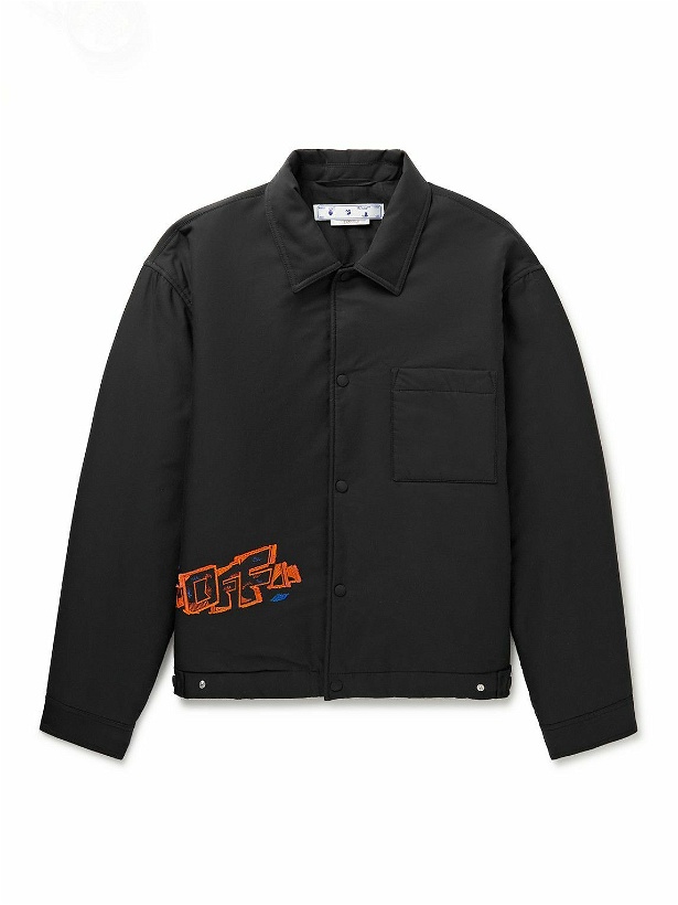Photo: Off-White - Graf Coupe' Logo-Embroidered Padded Cotton-Blend Overshirt - Black