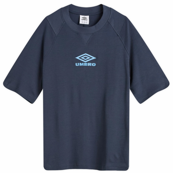 Photo: Umbro Men's Iconic Boxy T-Shirt in Dark Navy/Vista Blue