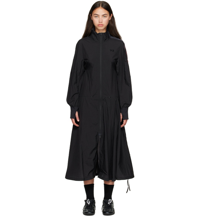 Photo: Y-3 Black Gradient 3-Stripes Nylon Track Midi Dress