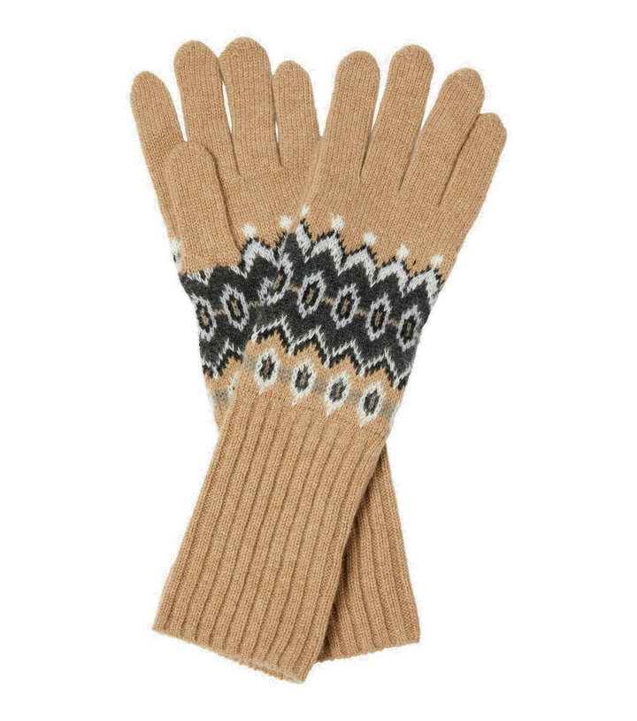 Photo: Khaite Intarsia cashmere-blend gloves