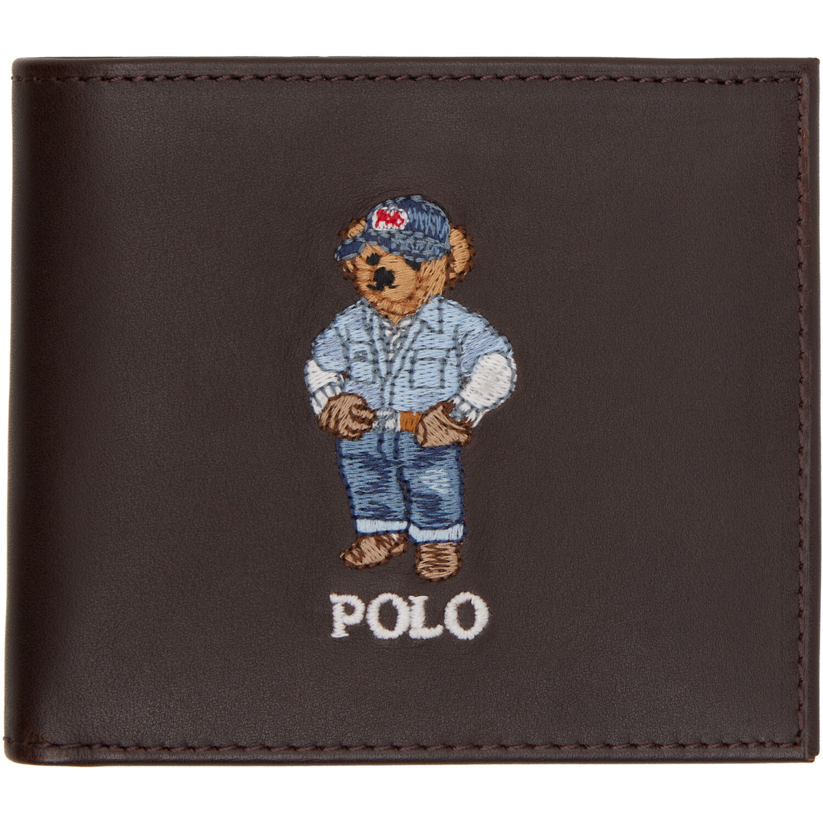 Polo Ralph Lauren Brown Polo Bear Leather Billfold Wallet