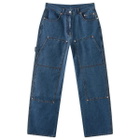 Uniform Bridge Men's Double Knee Denim Pants in Indigo Washed