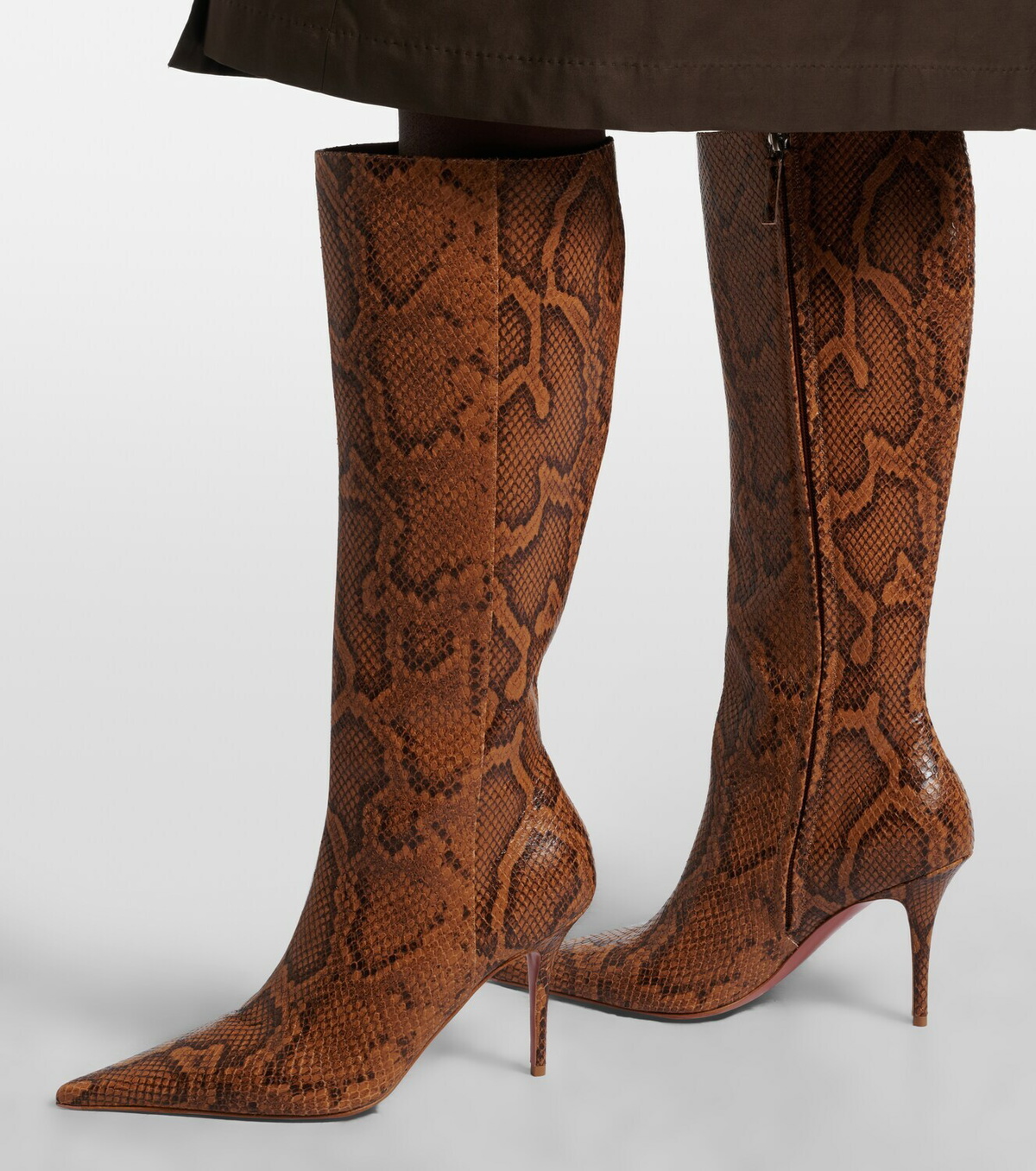 Amina Muaddi Barbara leather knee-high boots