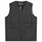 Taion Men's Work V-Neck Button Down Vest in Black