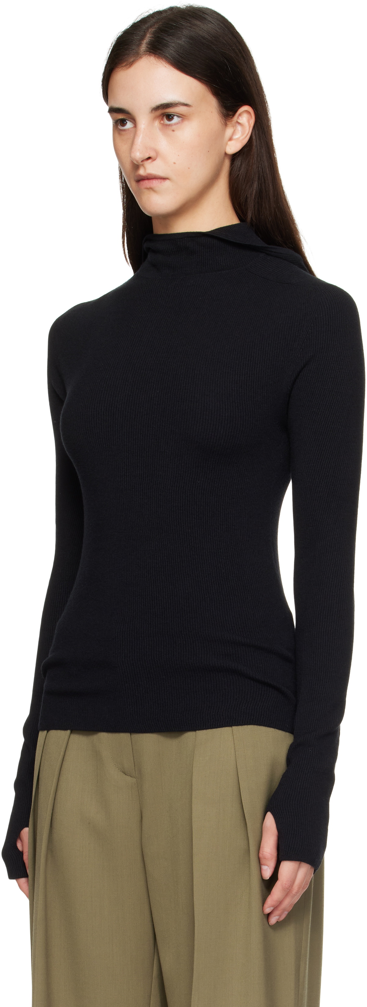 The Frankie Shop Black Danae Knit Hoodie