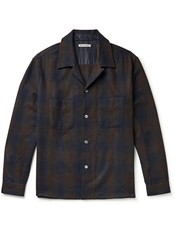 Photo: Our Legacy - Heusen Camp-Collar Checked Wool-Blend Overshirt - Blue