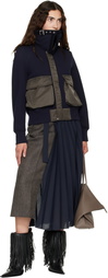 sacai Navy Sponge Sweat Blouson Jacket