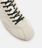 Tod's Suede-trimmed satin sneakers