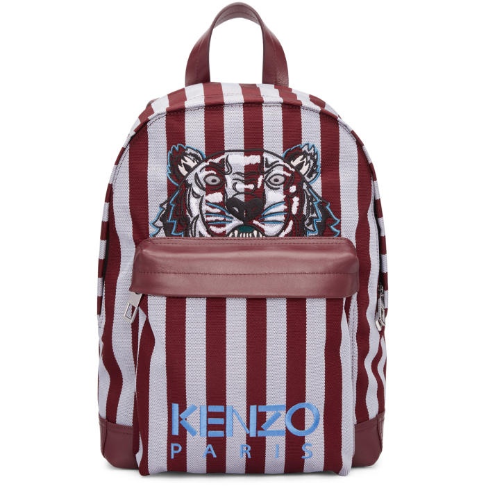 Photo: Kenzo Burgundy and Blue Small Striped Tiger Backpack
