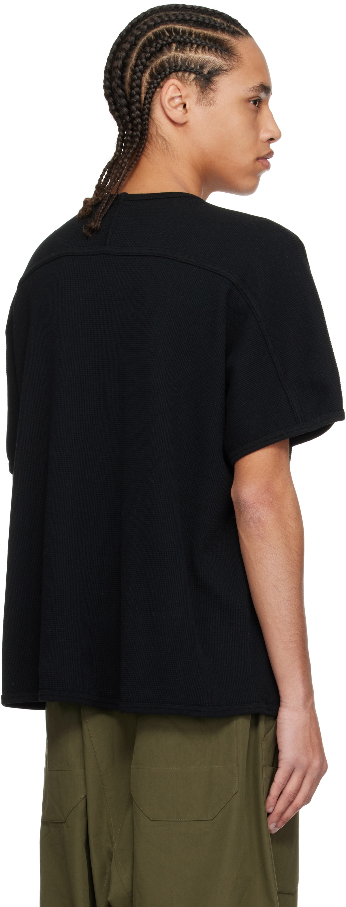 Jan-Jan Van Essche Black O-Project Waffle Oversized Sleeveless T-shirt