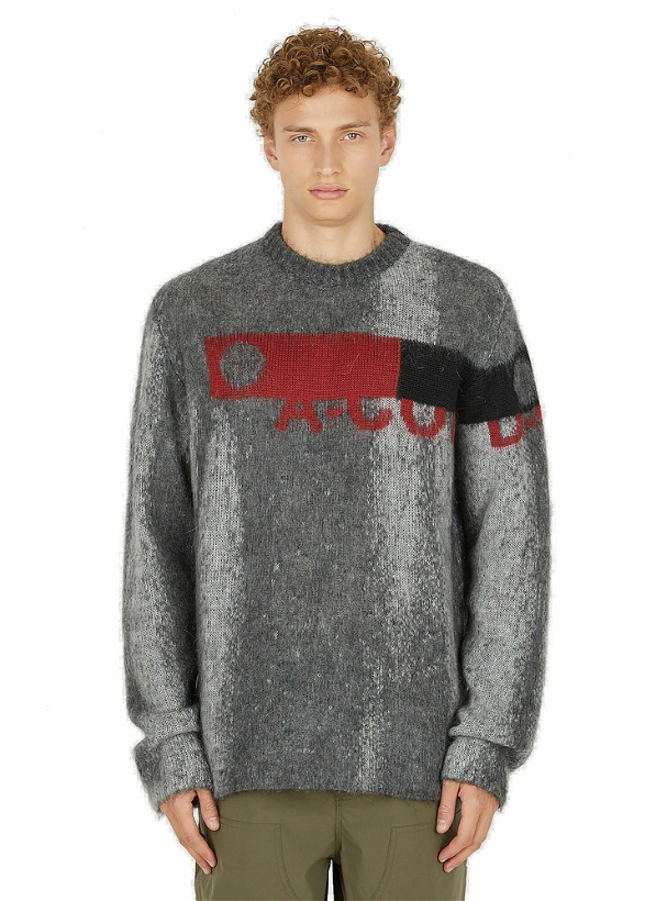Photo: Sprayed Logo Jacquard Sweater in Grey