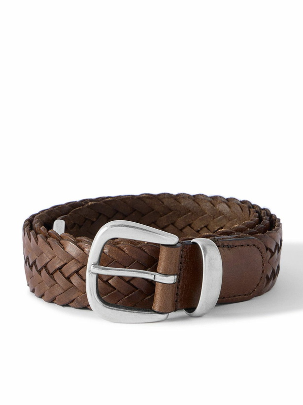 Photo: Anderson's - 3cm Woven Leather Belt - Brown