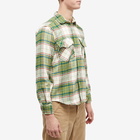 Portuguese Flannel Men's Portlad Check 2 Pocket Overshirt in Green/Red/Ecru