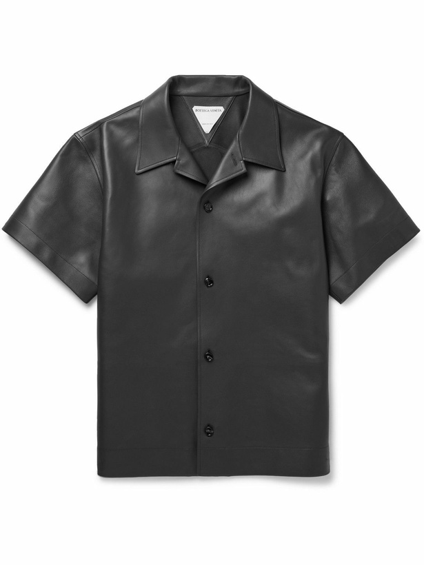 Photo: Bottega Veneta - Convertible-Collar Leather Shirt - Brown