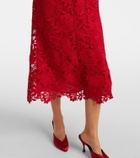 Monique Lhuillier Belted lace midi dress