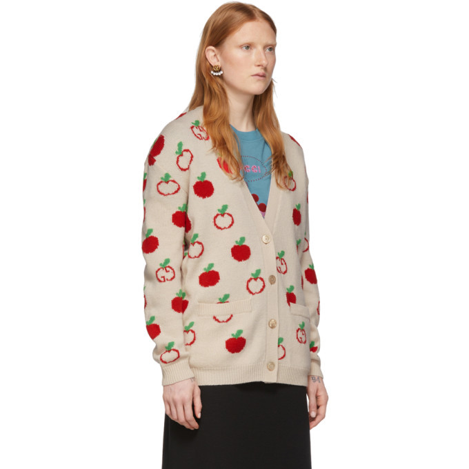 Gucci Off-White Jacquard GG Apple Cardigan Gucci