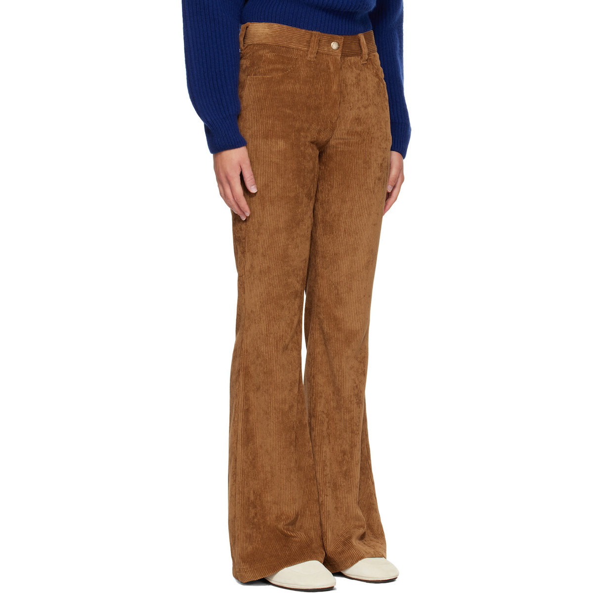 Moncler Tan Corduroy Wide Leg Trousers