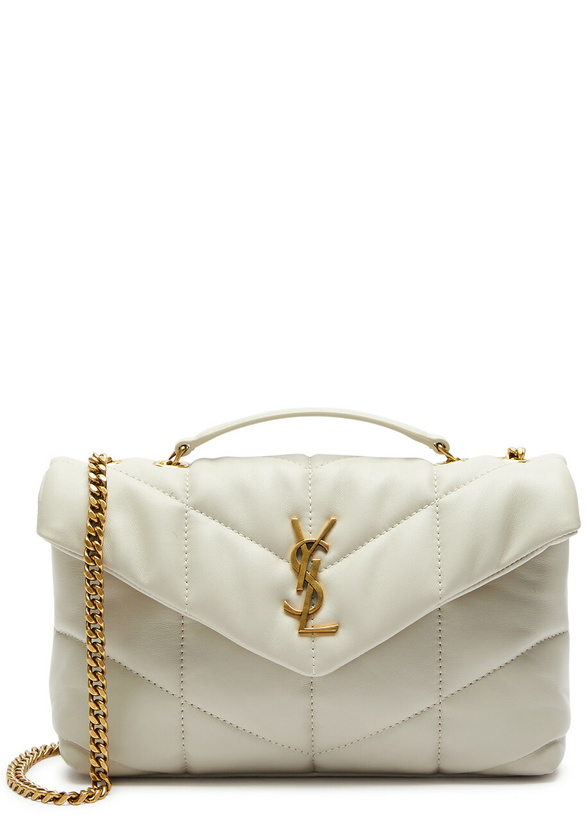 Photo: Saint Laurent Puffer Toy Quilted Shoulder Bag, Leather Bag, White - One Size