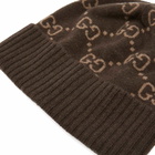 Gucci Men's GG Logo Cashmere Beanie in Brown/Beige