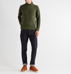 Inis Meáin - Merino Wool and Cashmere-Blend Mock-Neck Sweater - Green