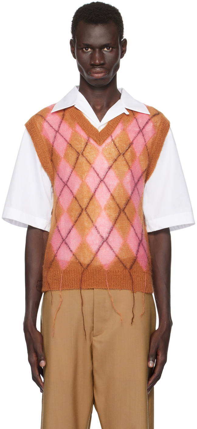 Marni Brown & Pink Argyle Vest Marni