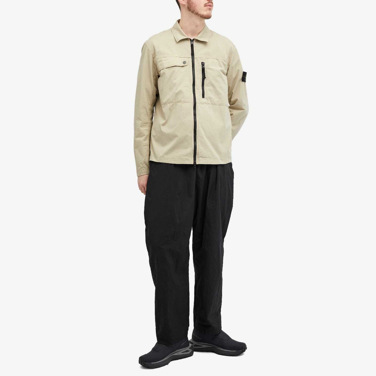 Stone Island Men's Supima Cotton Twill Stretch-TC Zip Shirt