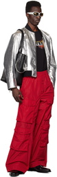 Dries Van Noten Red Drawstring Cargo Pants