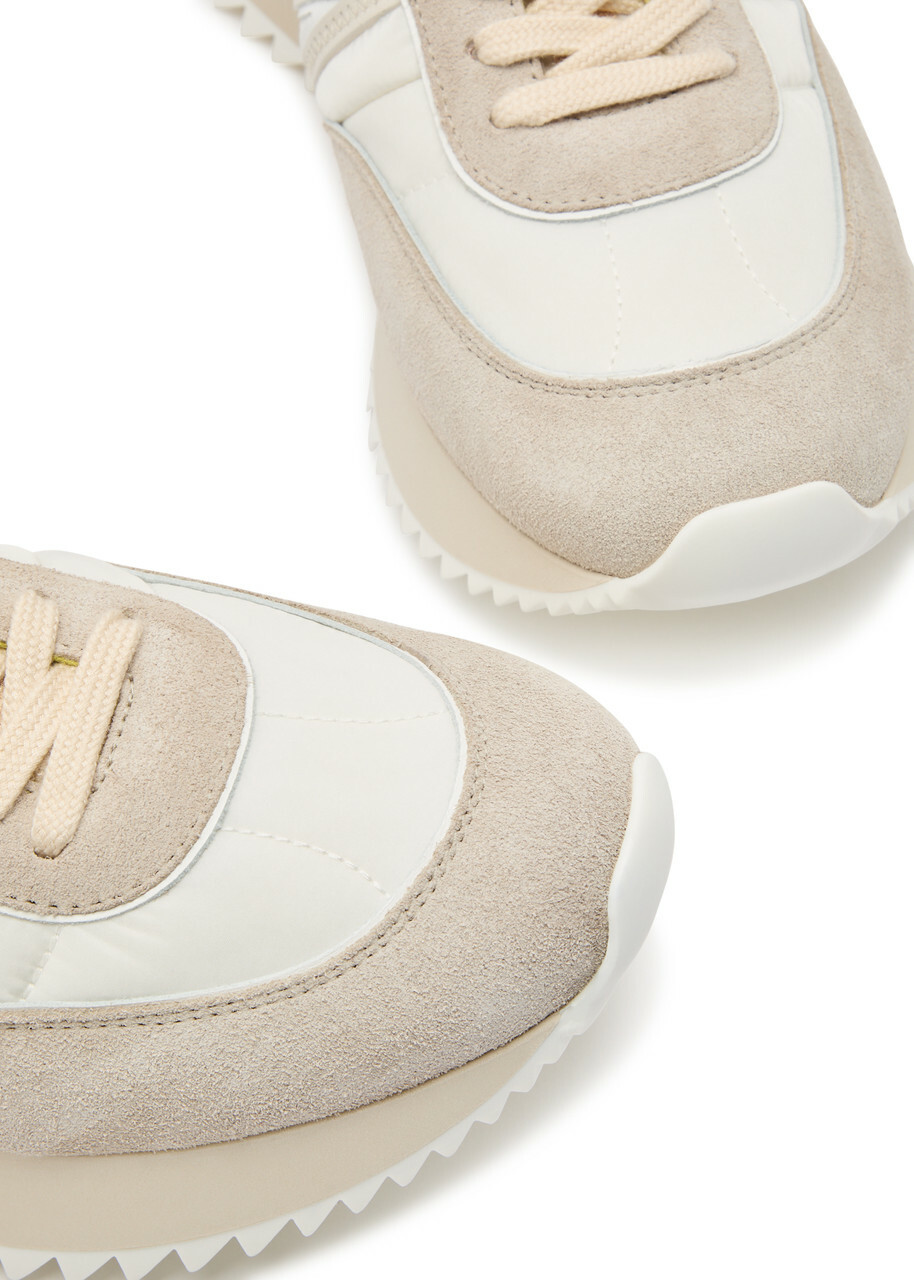 Moncler Pacey Panelled Suede Sneakers Cream