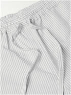 Loretta Caponi - Straight-Leg Striped Cotton-Seersucker Drawstring Shorts - Gray