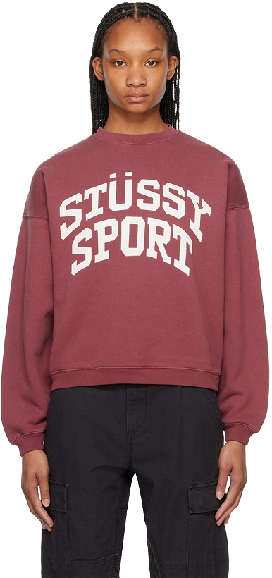 Photo: Stüssy Burgundy Big Crackle 'Sport' Sweatshirt