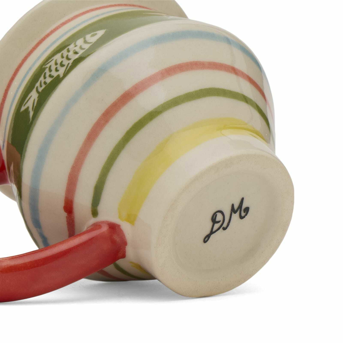 Damson Madder Women's Angular Mug - Fish Stripes in Yellow/Green 