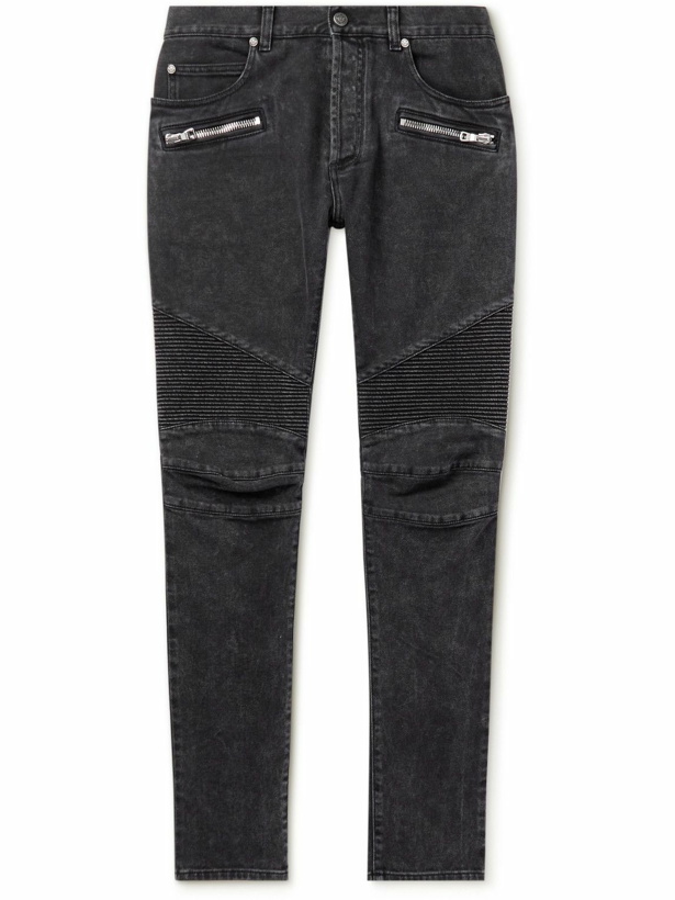 Photo: Balmain - Slim-Fit Zip-Detailed Jeans - Black