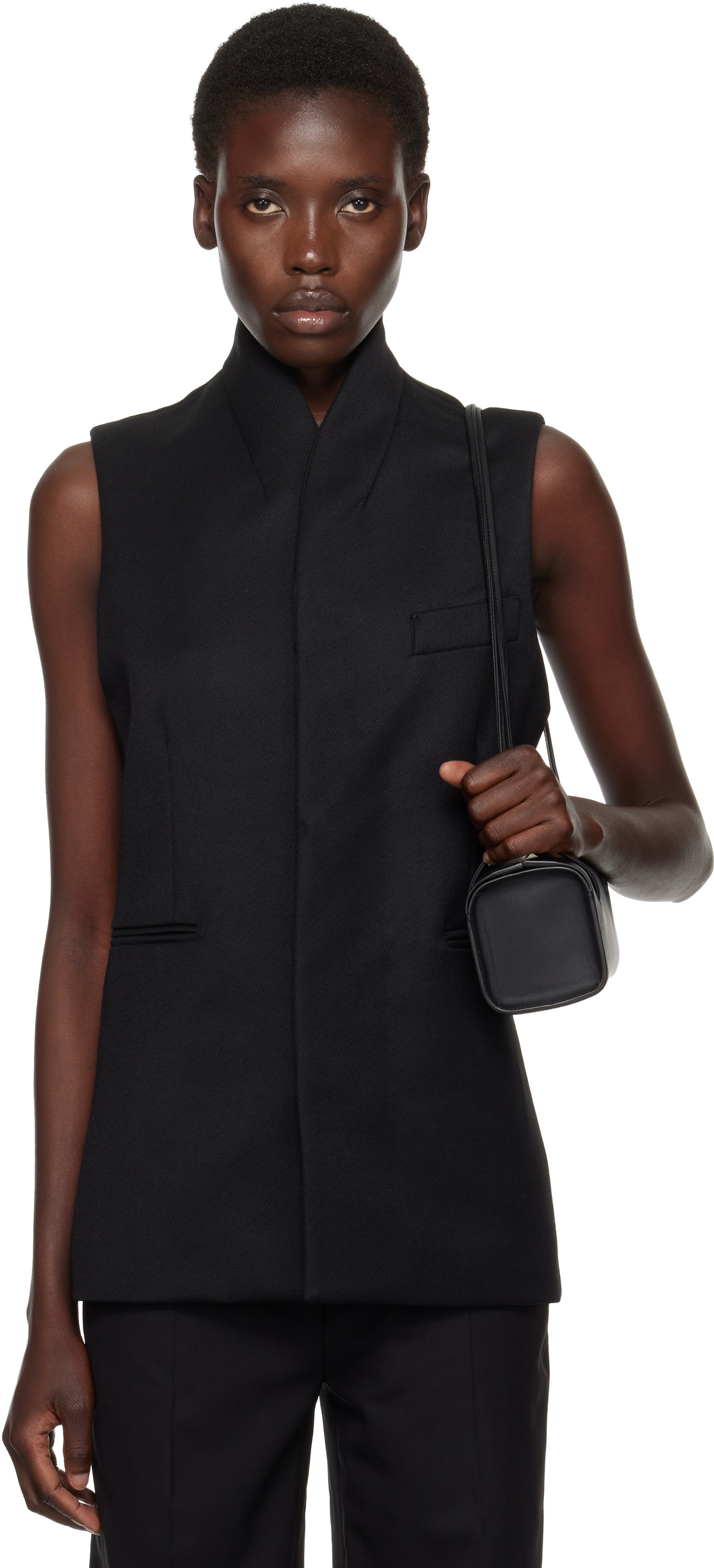 AARON ESH Black Shawl Lapel Vest