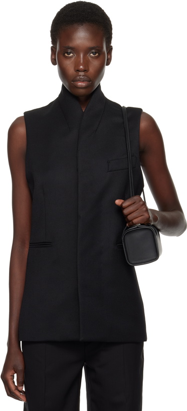 Photo: AARON ESH Black Shawl Lapel Vest