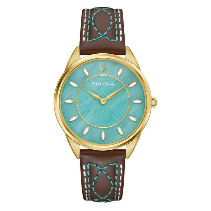 Photo: Bulova Sutton Quartz Turquoise Mother of Pearl Dial Ladies Watch 97L203