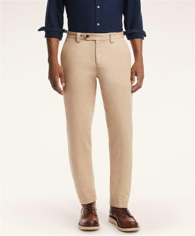 Photo: Brooks Brothers Men's Clark Straight-Fit Stretch Flannel Lined Chino Pants | Light Beige